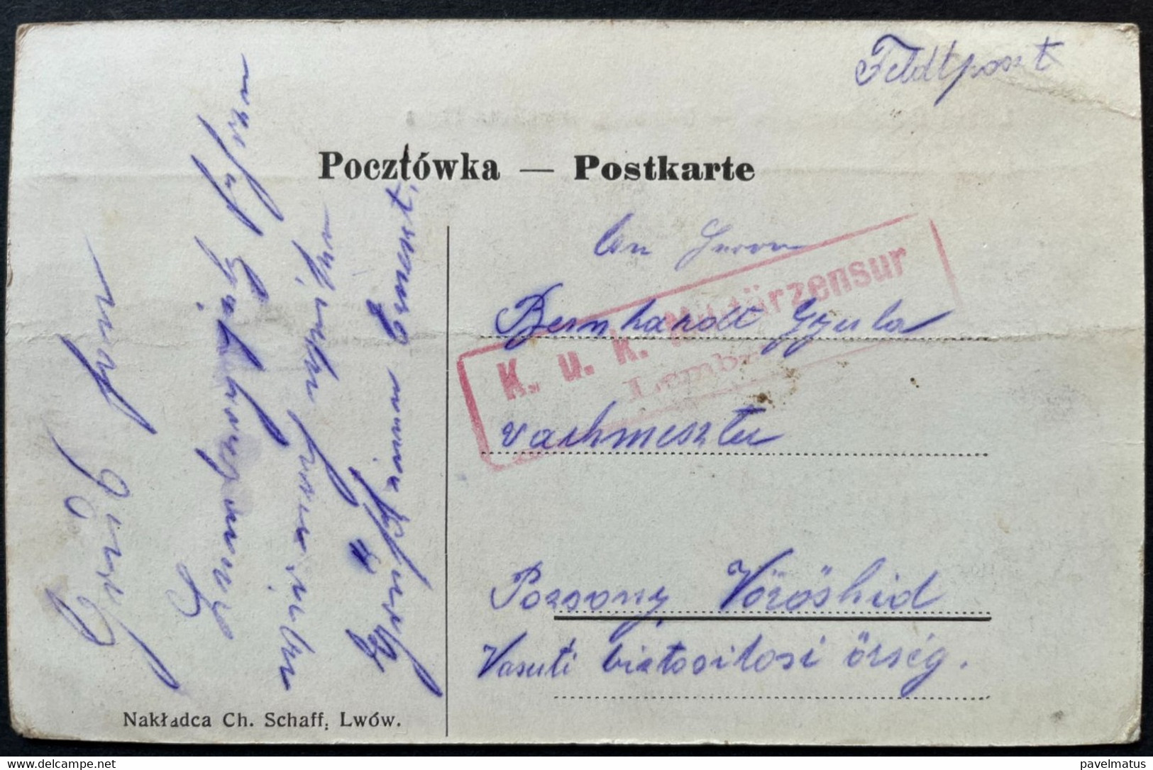 Poland  1917  Feldpost  Austrian Period  Postcard Lwow Dom Inwalidow - Covers & Documents