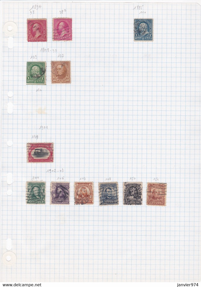 USA. Lot De 457 Timbres Oblitérés Sur Charnière De 1870 à 1960 , Voir Les 21 Scans - Collezioni & Lotti