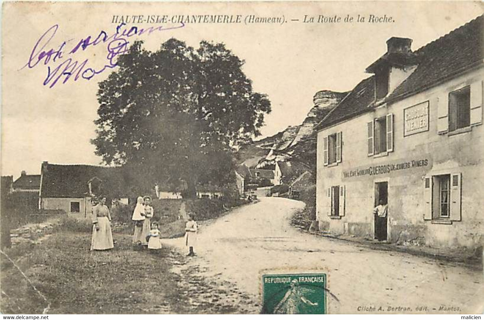 - Val D Oise -ref-A26- Haute Isle - Chantemerle - Route De La Roche - Café Restaurant Guerbois - Cafés - - Haute-Isle