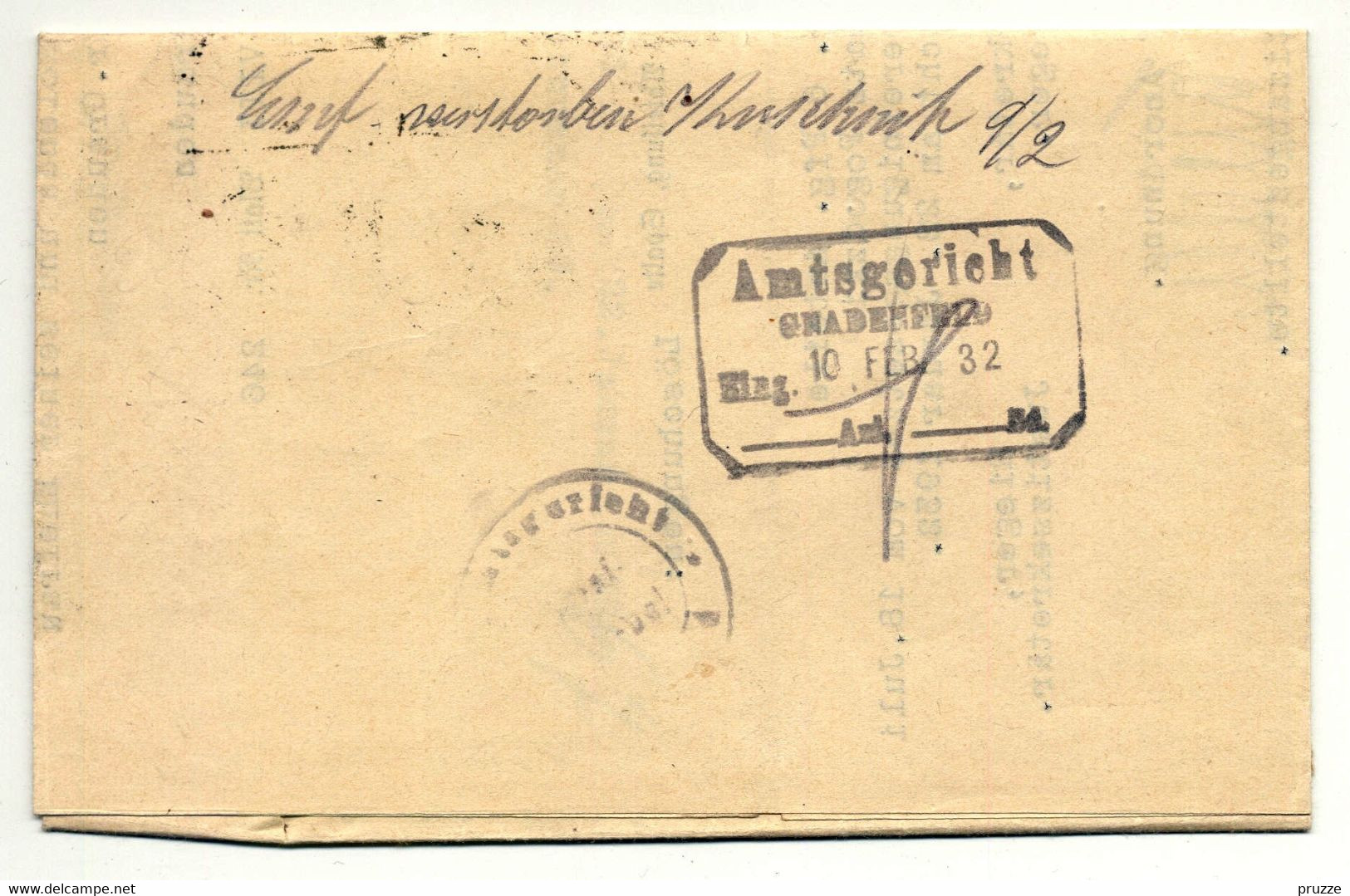 Amtsgericht Gnadenfeld 1932 Nach Gr. Grauden, Kr. Cosel, Mit Inhalt, Michel-Nr. Dienst 127 - Briefe