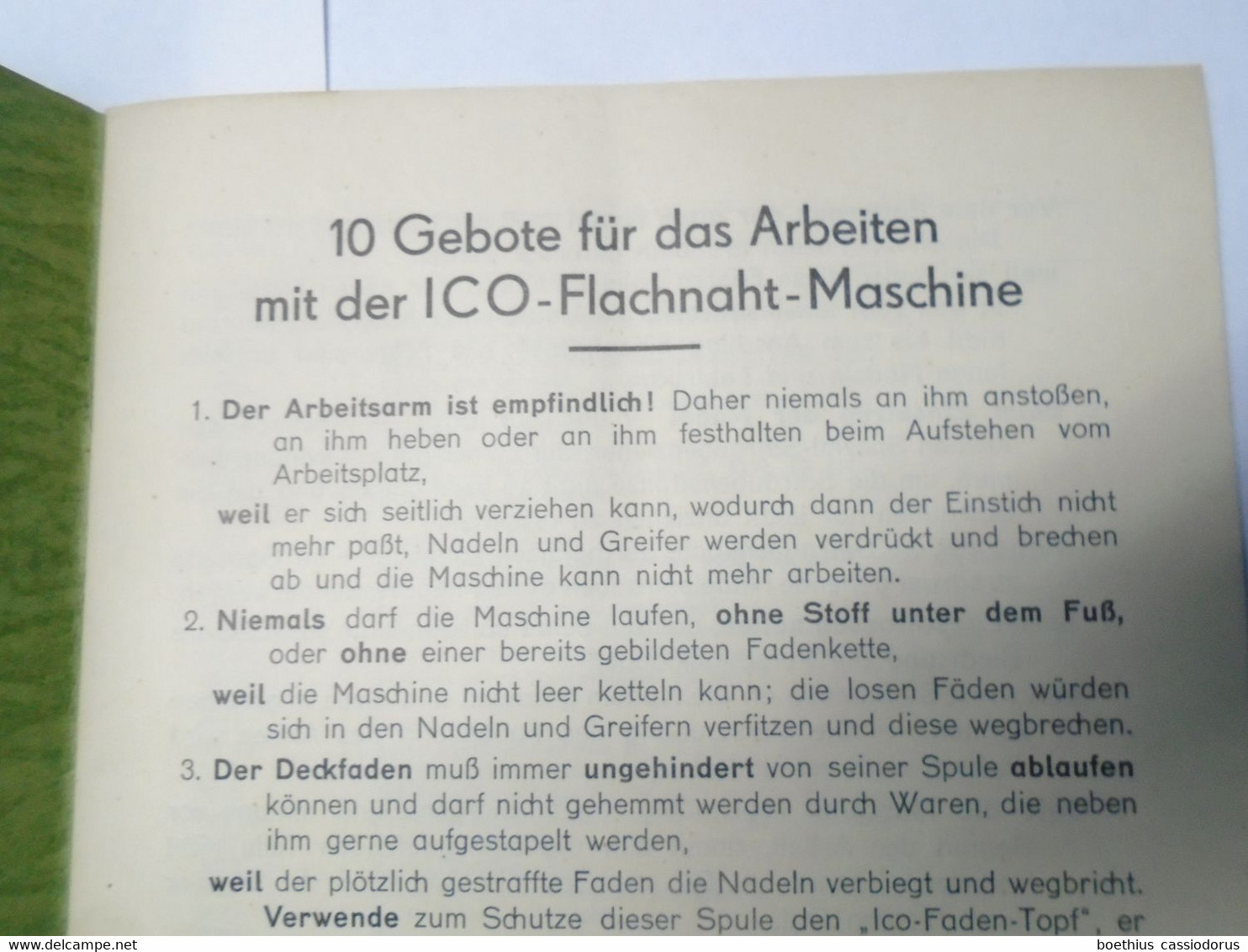 ICO ERNST IRMSCHER & CO : ERSATZ-TEILE-LISTE I.C.O. VIERNADEL-ZYLINDER-ARMABWÄRTS-FLACHNAHT-MASCHINE (ancien) - Herstelhandleidingen