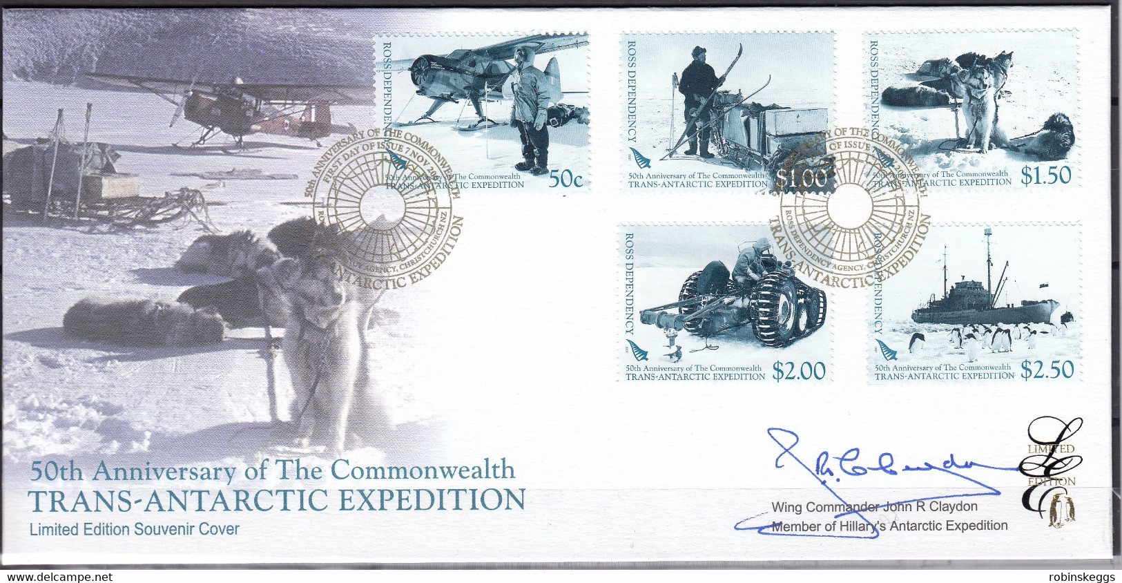 ROSS DEP. 2007 C/Wth Trans-Antarctic Exped. 50th Anniv., Limited Edition FDC - FDC
