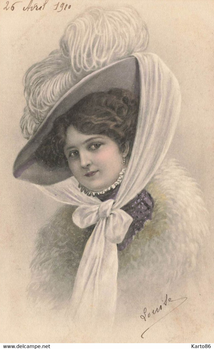 Vienne Viennoise * CPA Illustrateur * Mode Art Nouveau Jugendstil * Tête De Femme Et Chapeau Hat Coiffe - Mode