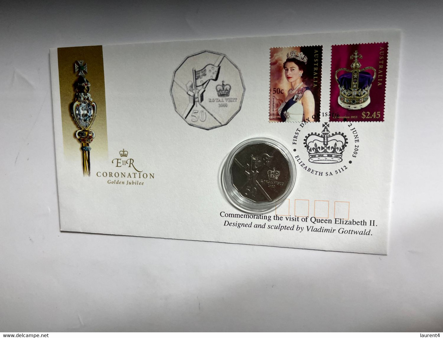 (1 N 34) Australia - Queen Elizabeth Birthday FDC 2003 With Queen Elizabeth 2000 Visit To Austrlaia 50-cents Coin - 50 Cents