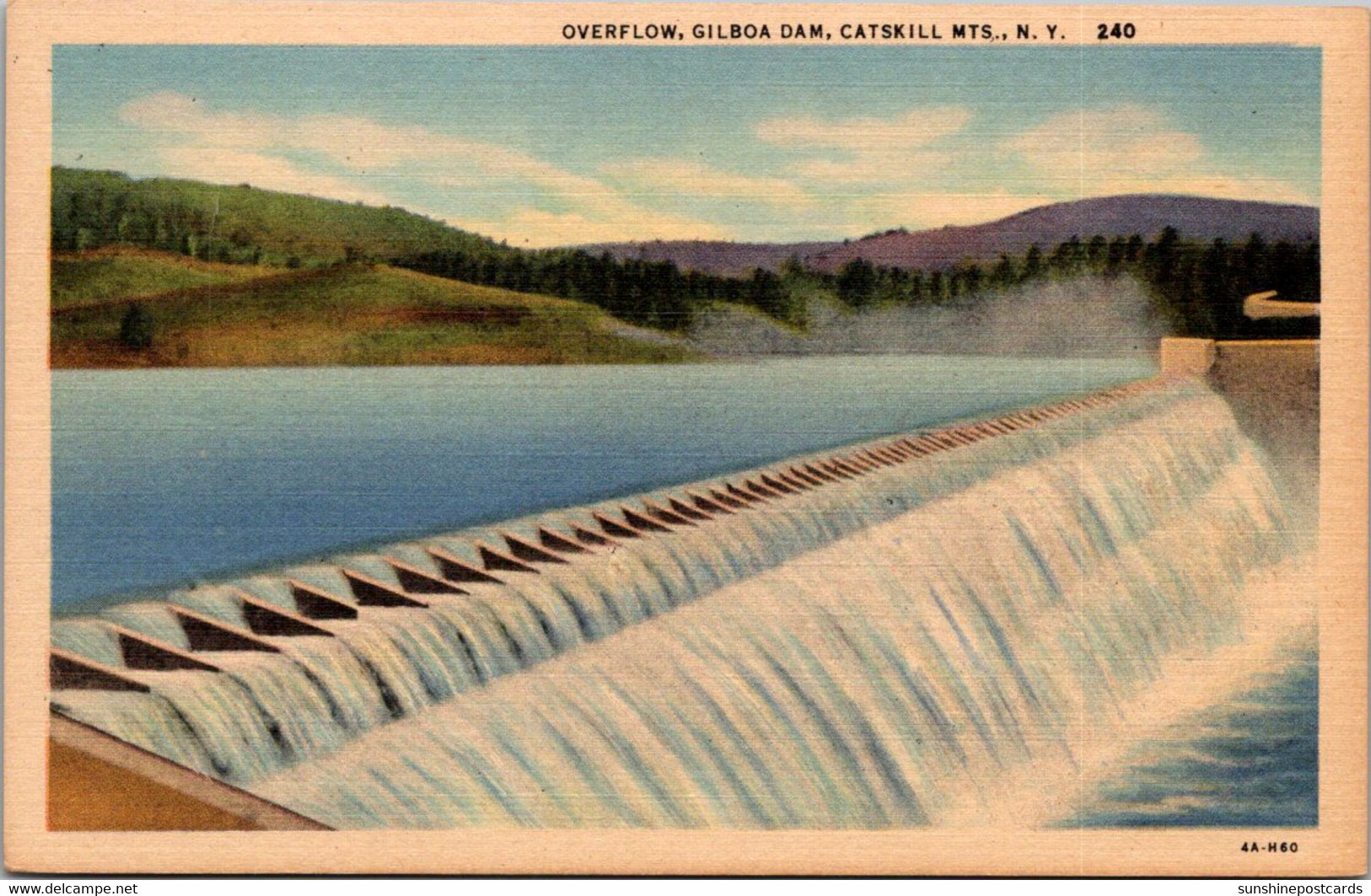 New York Catskills Gilboa Dam Overflow Curteich - Catskills