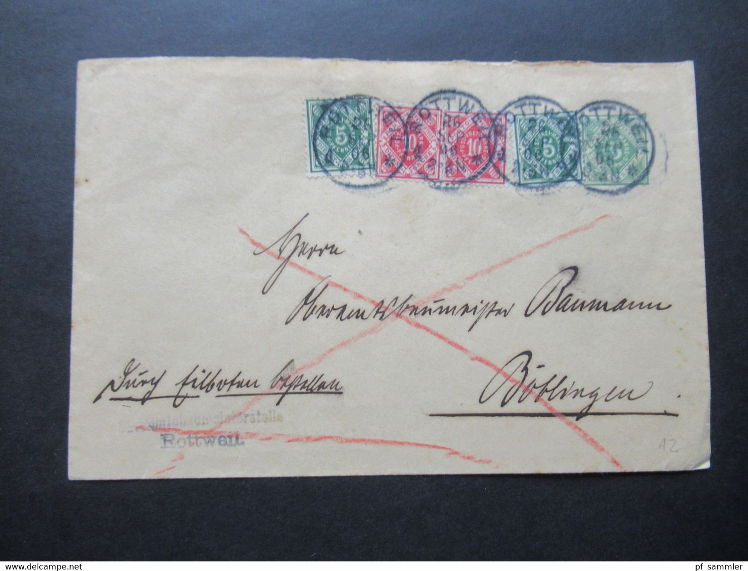 AD Württemberg 1897 - 1906 Kleiner Posten Mit 3 Dienstumschlägen / 1x Durch Eilboten Mit 4 Zusatzfrankaturen - Entiers Postaux