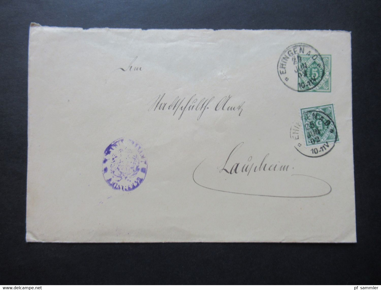 AD Württemberg 1897 - 1906 Kleiner Posten mit 3 Dienstumschlägen / 1x Durch Eilboten mit 4 Zusatzfrankaturen