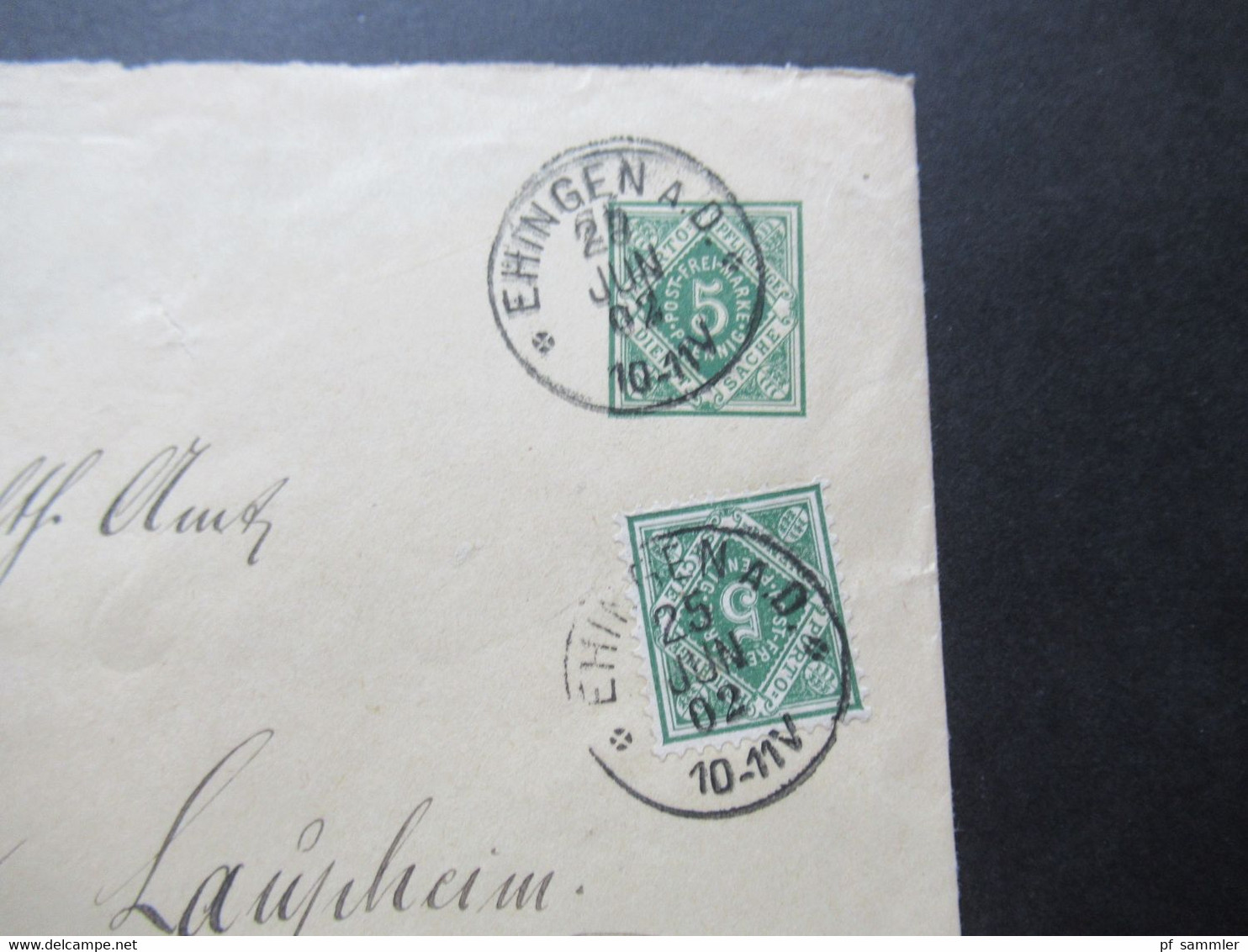 AD Württemberg 1897 - 1906 Kleiner Posten mit 3 Dienstumschlägen / 1x Durch Eilboten mit 4 Zusatzfrankaturen