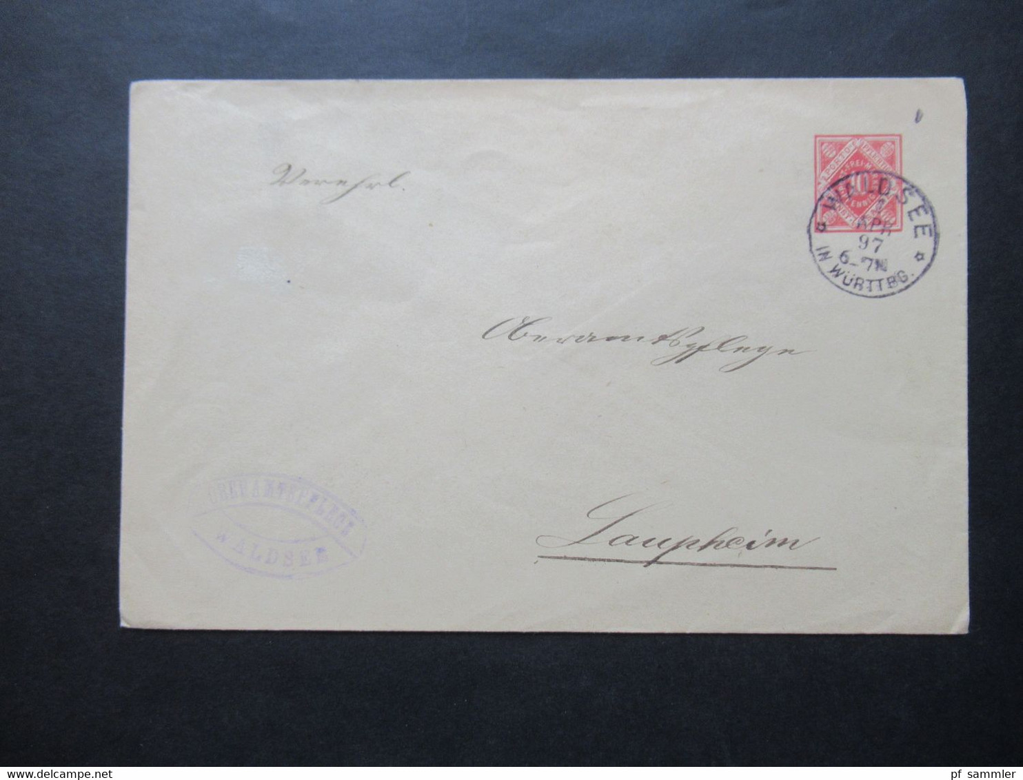 AD Württemberg 1897 - 1906 Kleiner Posten mit 3 Dienstumschlägen / 1x Durch Eilboten mit 4 Zusatzfrankaturen