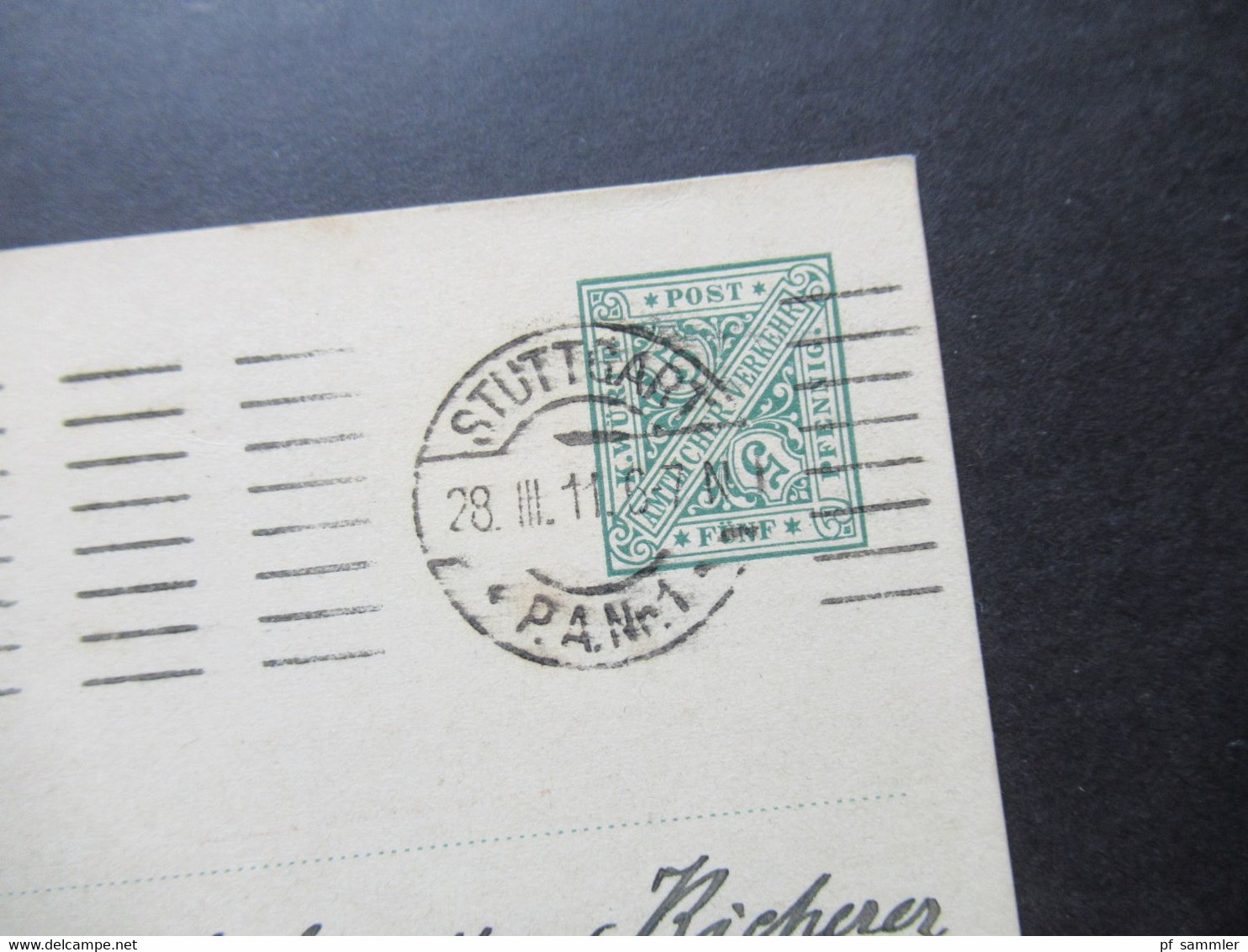 AD Württemberg 1911 Ganzsache Amtlicher Verkehr Dienst PK K. Centralstelle F.D. Landwirtschaft Stempel Stuttgart - Postal  Stationery