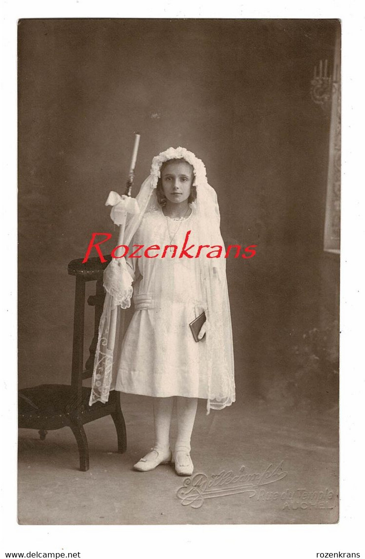 Girl Fille Enfant Child Foto Communie Photographe E. Millécamps  Auchel Photo Ancienne Studio Communion Photograpie - Zonder Classificatie