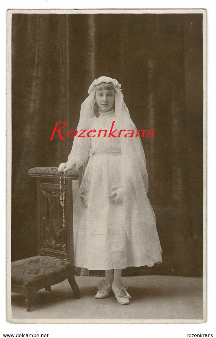 Girl Fille Enfant Child Foto Communie Communiefoto Photographe Old Photo Ancienne Studio Communion Photograpie - Ohne Zuordnung