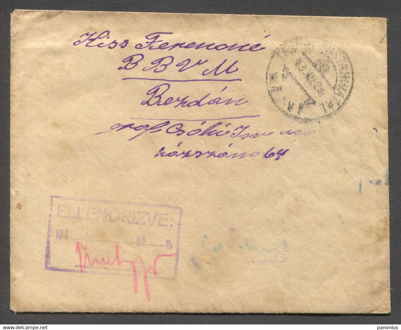 Hungary WW2  Year 1943. Censorship Cenzura, Traveled To Bezdan Bacska With Content - Banat-Bacska