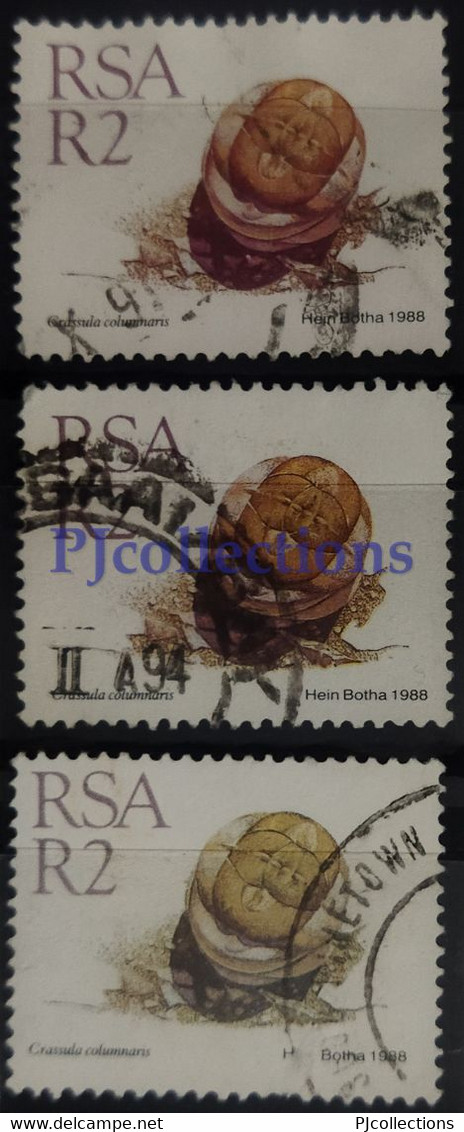 U174 - SOUTH AFRICA 1988 VARIETA' DI COLORE - COLOR VARIETY SET 3 STAMPS USATI - USED - Oblitérés