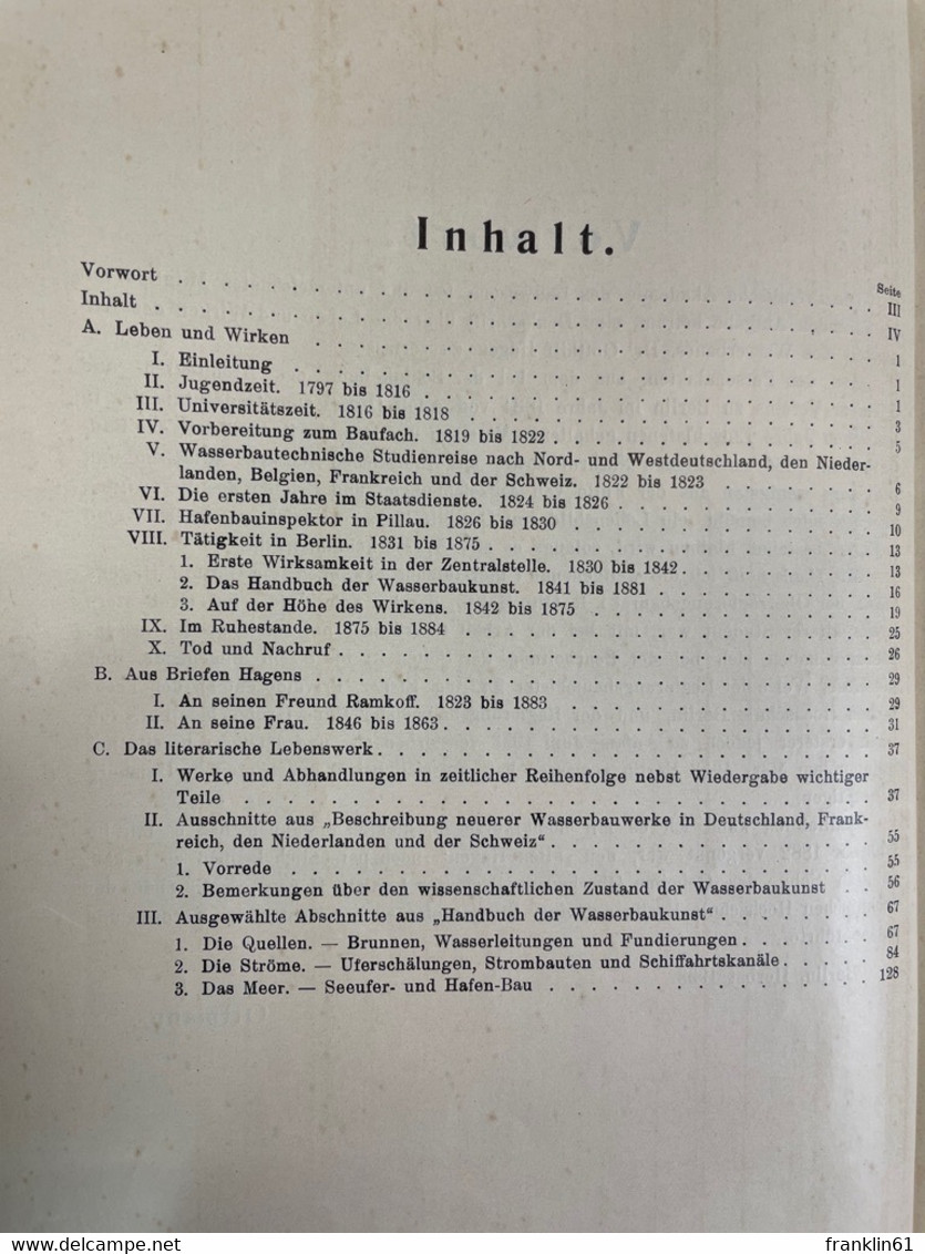 Gotthilf Hagen : Der Altmeister Der Wasserbaukunst ; [1797-1884] ; - Biographien & Memoiren