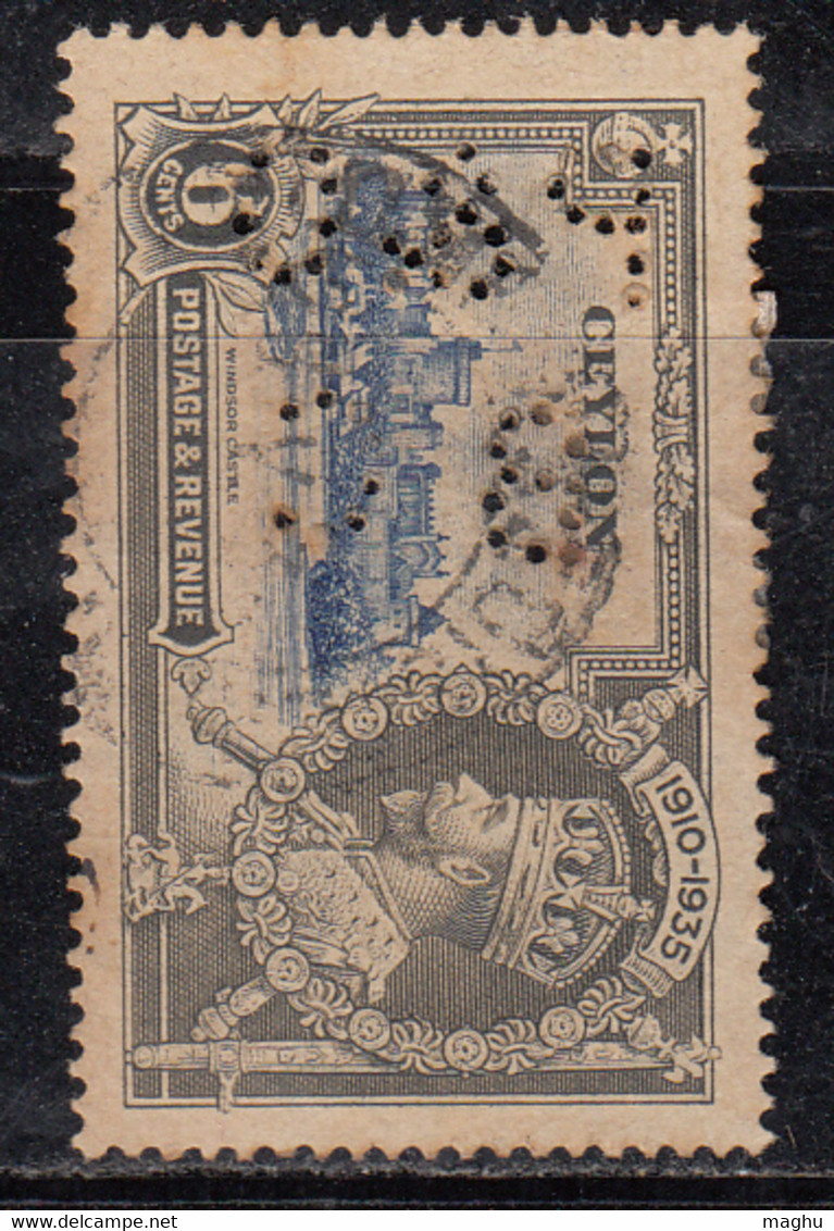 6c 1935 Used Ceylon Perfin, Perfins, - Perfins