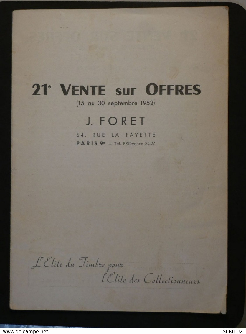 BJ17 France CATALOGUE   VENTE SUR OFFRES 1952 +++ 27 PAGES+J. FORET A PARIS +++ - Catálogos De Casas De Ventas