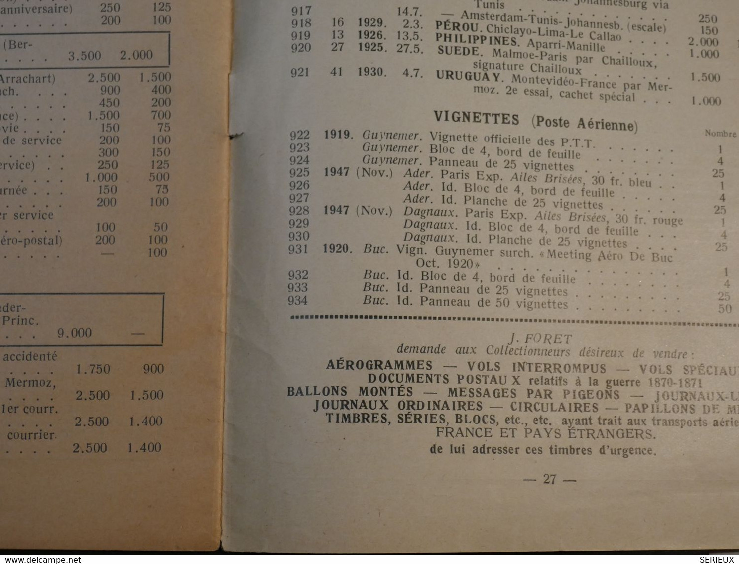 BJ17 France CATALOGUE   VENTE SUR OFFRES 1952 +++ 27 PAGES+J. FORET A PARIS +++ - Catalogues De Maisons De Vente