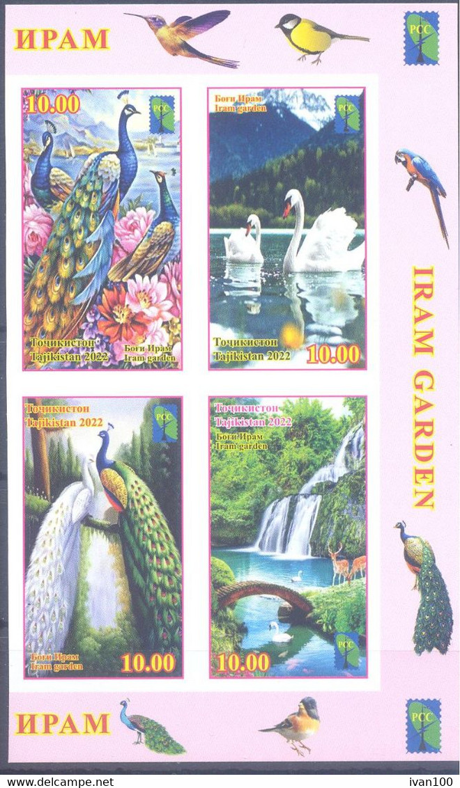 2022. Tajikistan, RCC, Iram Garden, Birds, 4v Imperforated, Mint/** - Tadzjikistan