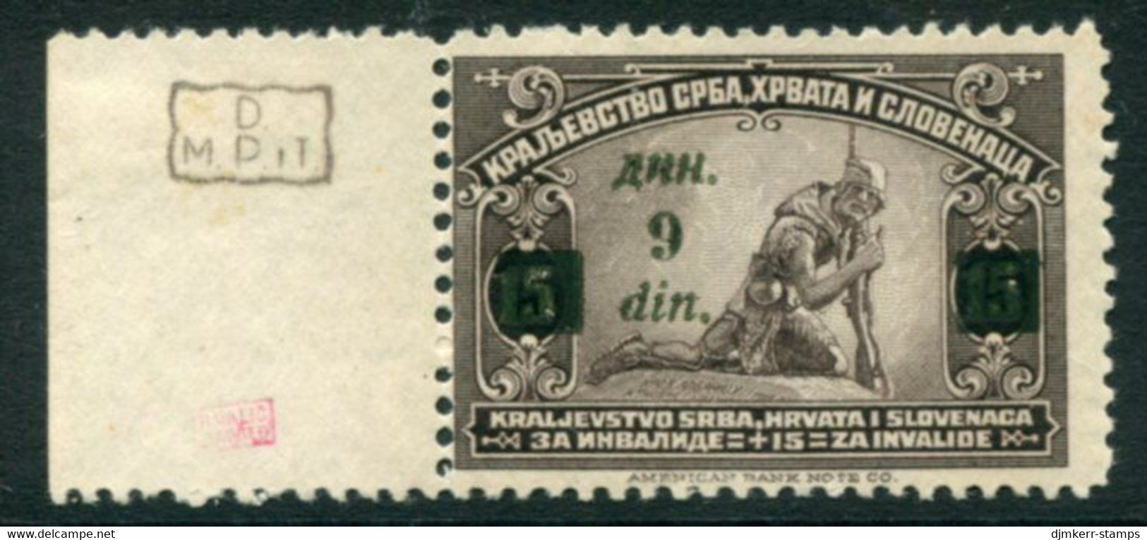 YUGOSLAVIA (SHS) 1922 Surcharge On War Charity Error 9 Din On 15 Pa. MNH / **.  Michel 166F - Ungebraucht