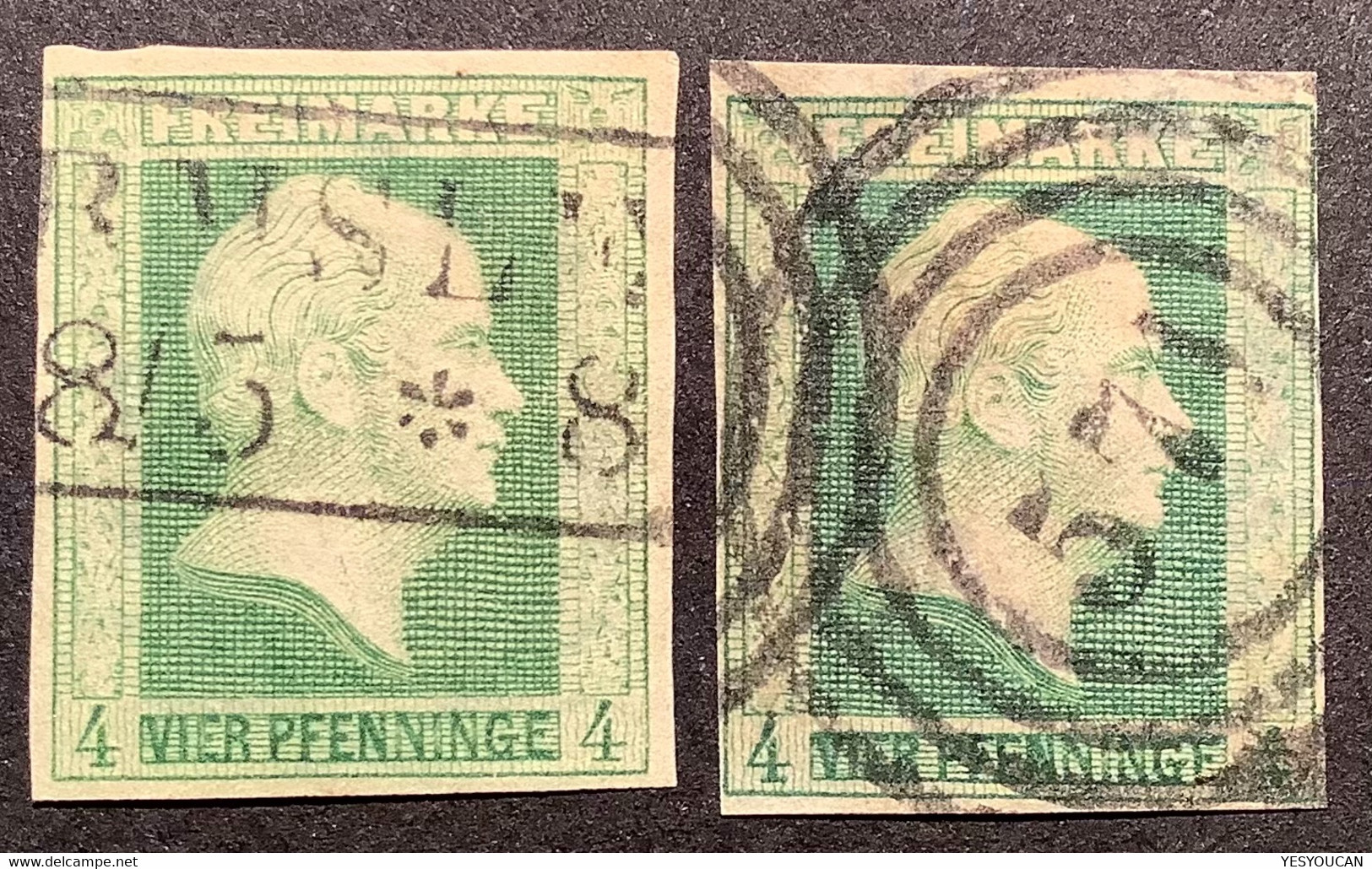 Preussen 1856 Mi 5a +5b 250€ TADELLOS 1/3 Sgr Grün + Dunkelgrün Gestempelt (Altdeutschland German States Prussia - Afgestempeld