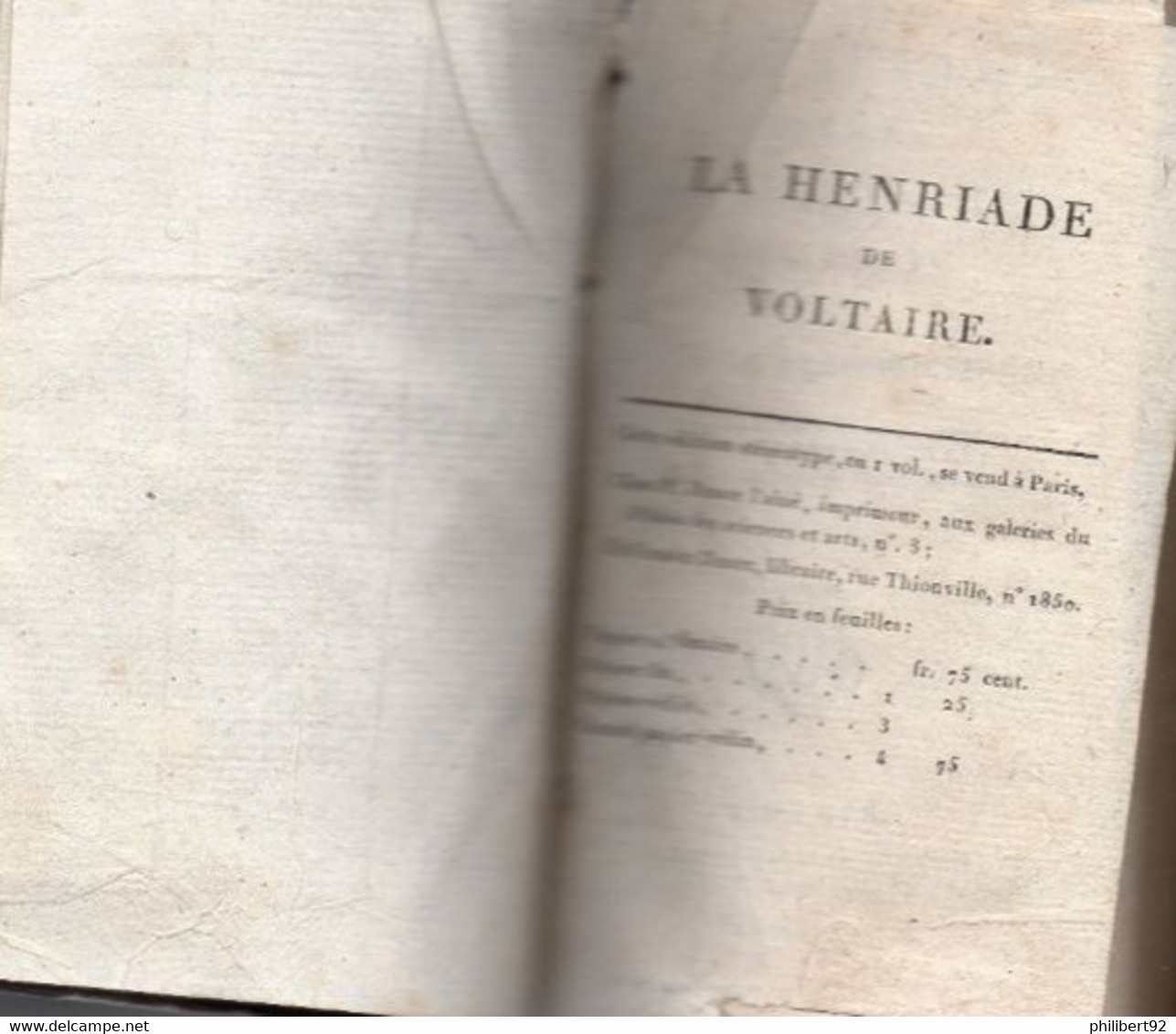 Voltaire. La Henriade Suivi De L'Essai Sur La Poésie épique. Prix De Latin, élève Adrien Le Sage, Lycée De Dijon. - 1801-1900