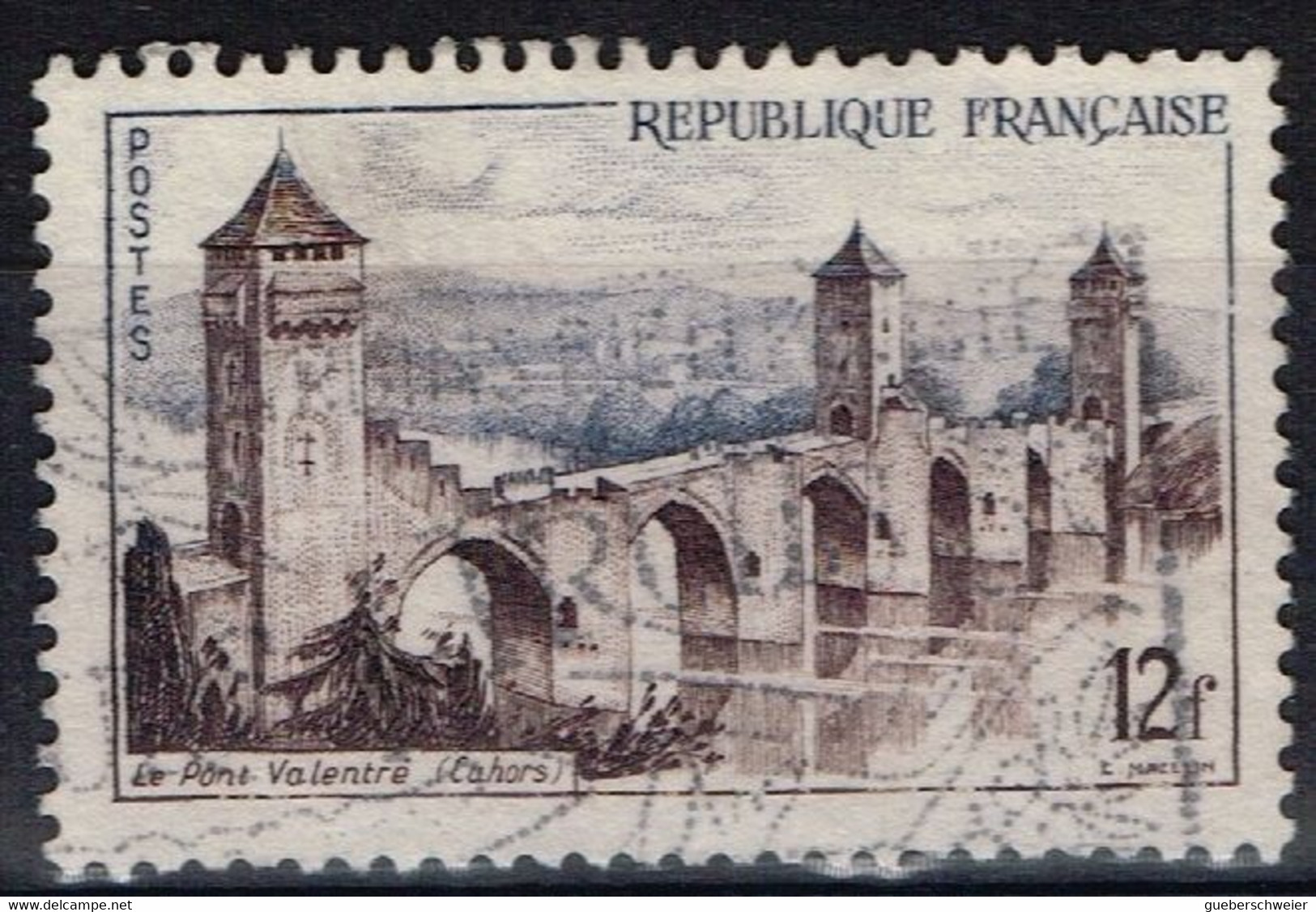 FR VAR 65 - FRANCE N° 1039 Obl. Cahors Le Pont Valentré Variété Cadre Interrompu - Used Stamps