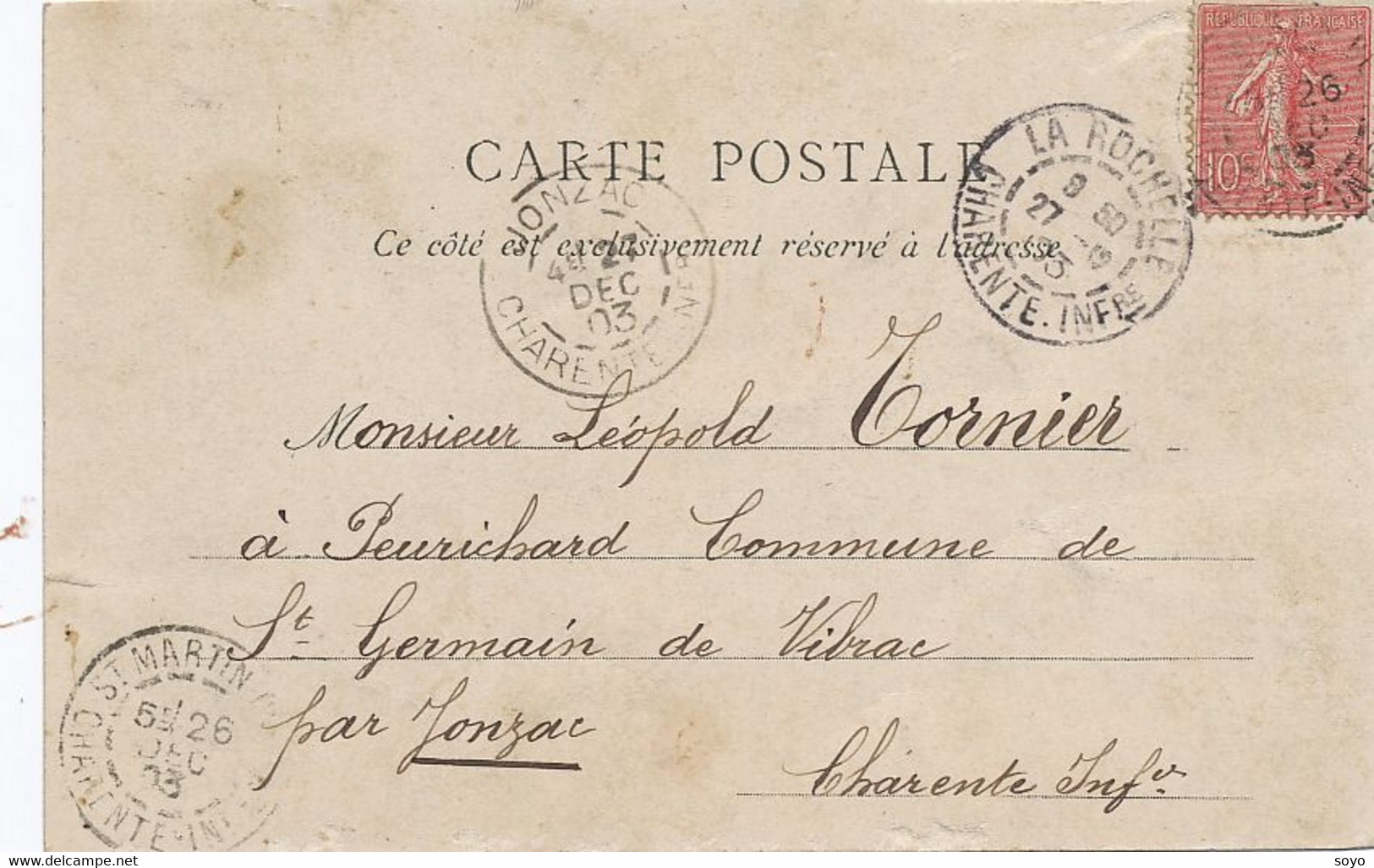 Mariés Ile De Ré Envoi Leopold Tornier à Peurichard St Germain De Vibrac Par Jonzac 17 1903 - Noces