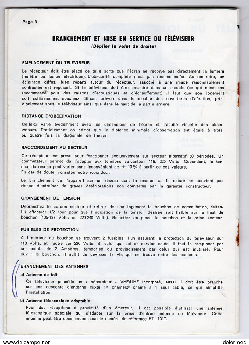 Mode Emploi Et Certificat De Garantie Téléviseur Portable TV TF 1971 Philips Notice Explicative De 8 Pages - Material Y Accesorios