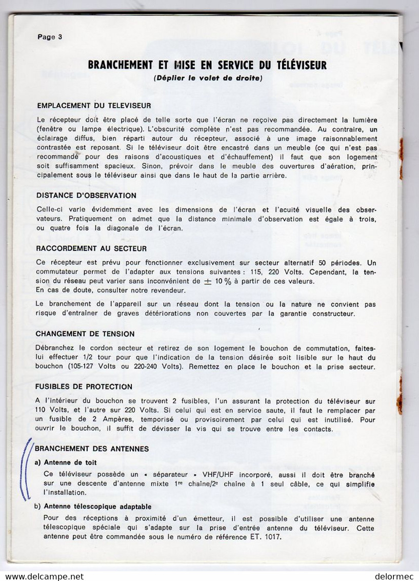 Mode Emploi Et Certificat De Garantie Téléviseur Portable TV TF 1971 Philips Notice Explicative De 8 Pages - Matériel Et Accessoires