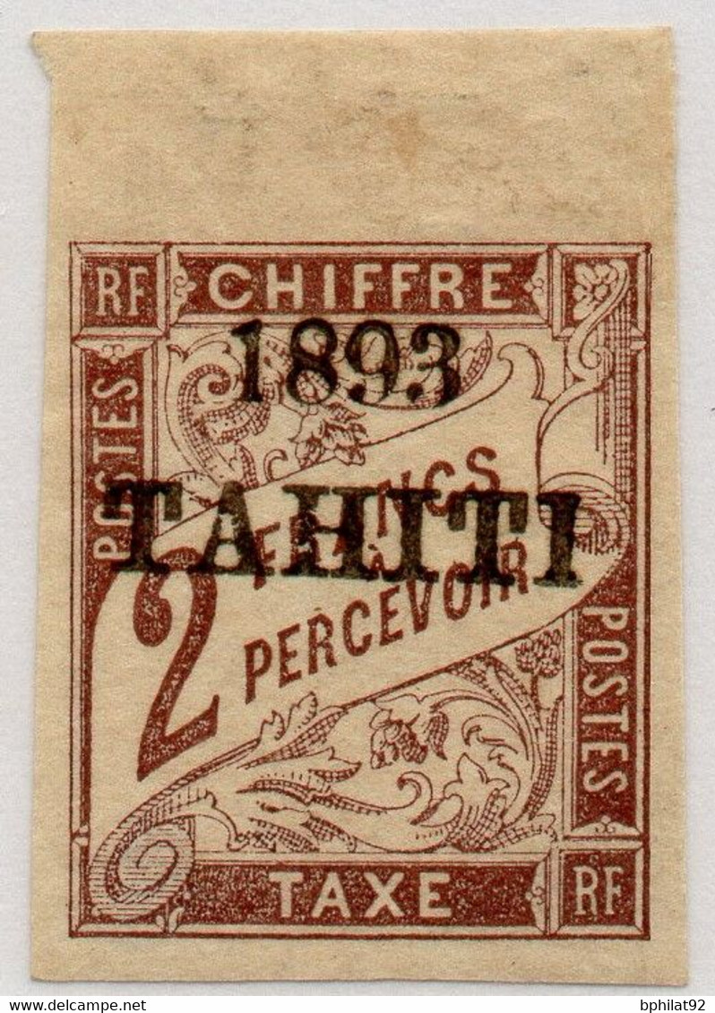 !!! TAHITI, TAXE N°26 BORD DE FEUILLE NEUVE * SIGNEE BRUN - Unused Stamps