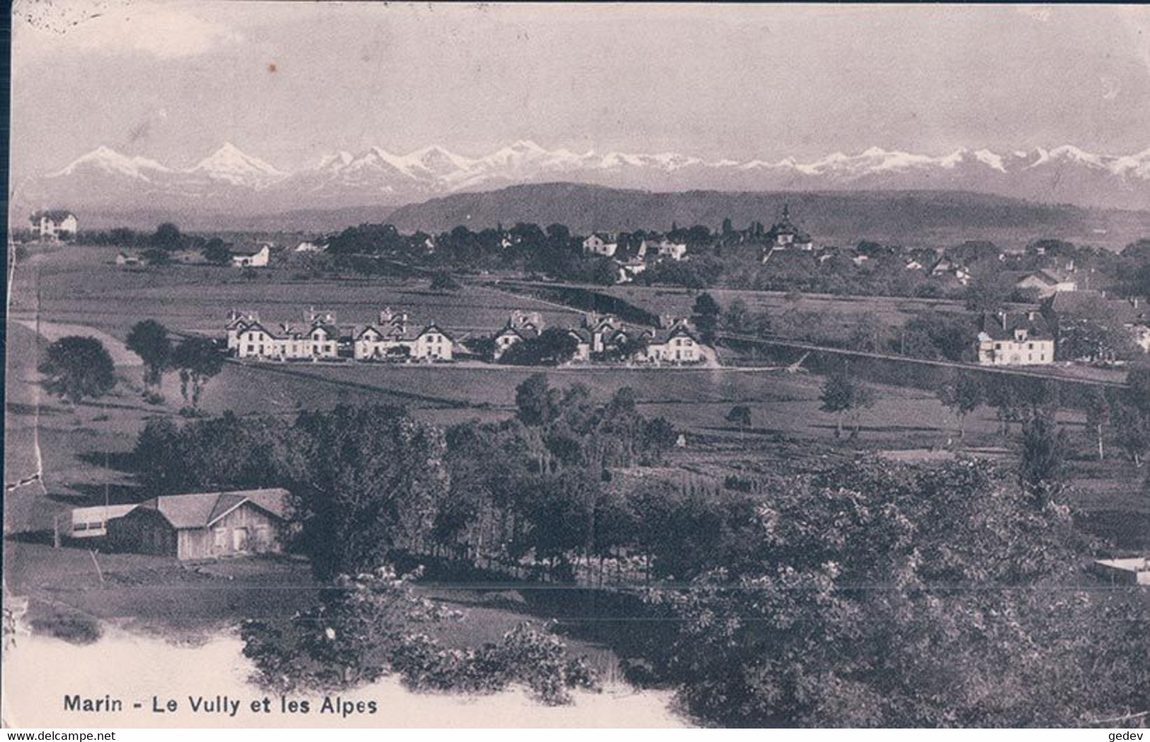 Marin NE, Le Vully Et Les Alpes (16.12.1917) - Marin