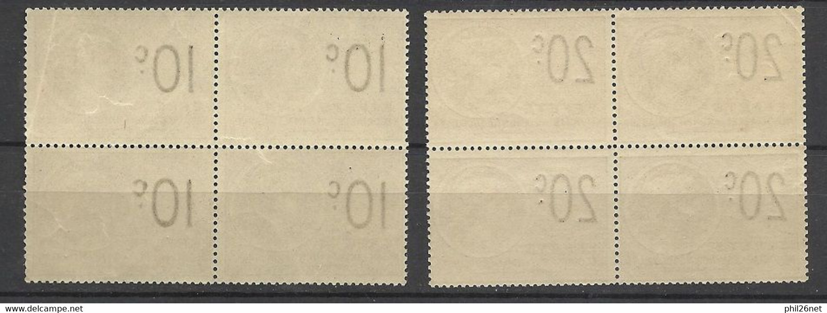 France Fiscaux Effets De Commerce   N° 452 Et 454 En Blocs De 4  Neufs  * *      B / TB   Voir Scans    Soldé ! ! ! - Timbres