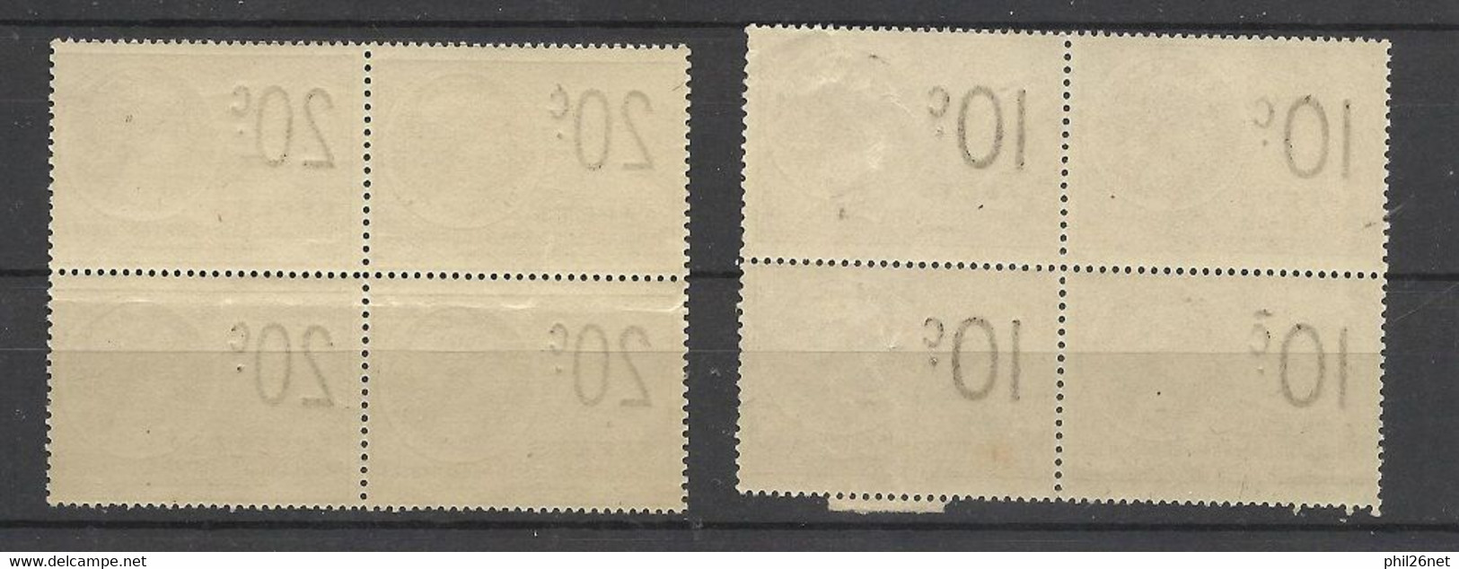 France Fiscaux Effets De Commerce   N° 452 Et 454 En Blocs De 4  Neufs  * *      B / TB   Voir Scans    Soldé ! ! ! - Stamps