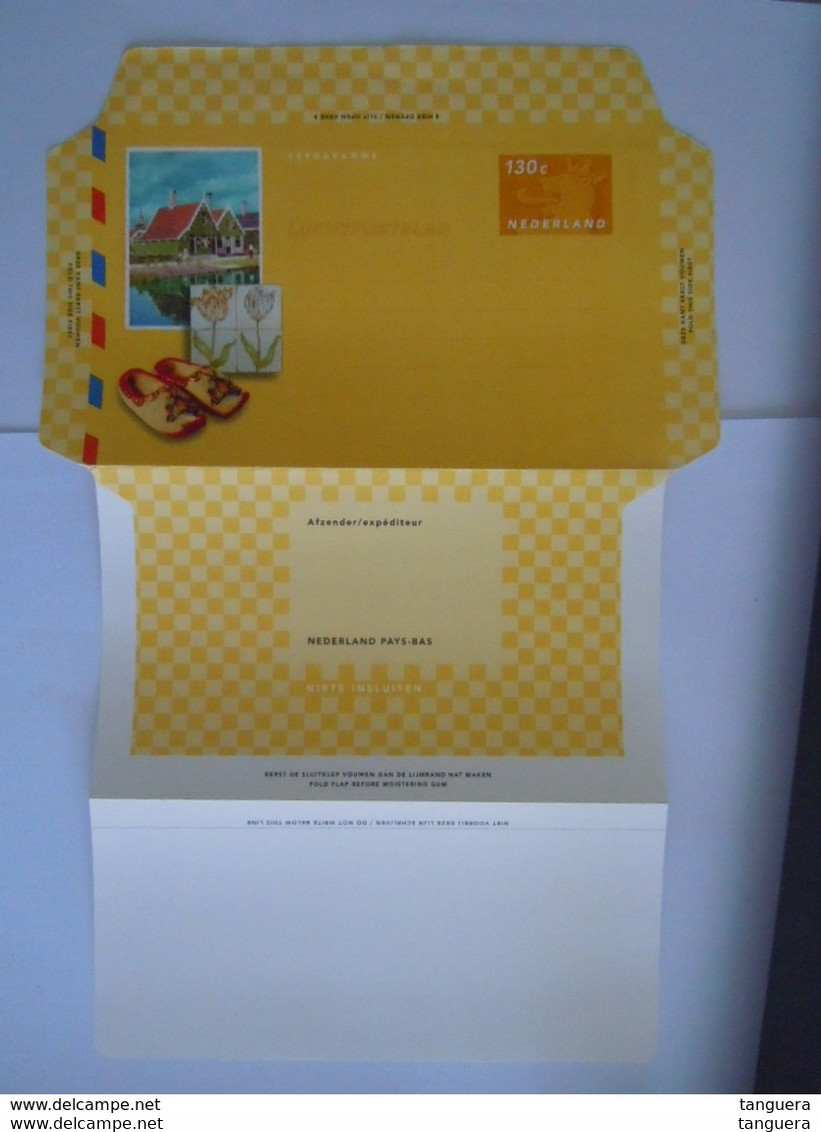 Nederland Pays-Bas Aerogramme Luchtpostblad Stationery Entier Postal 130c Tegels Klompen Sabots Moulin Mint - Enteros Postales