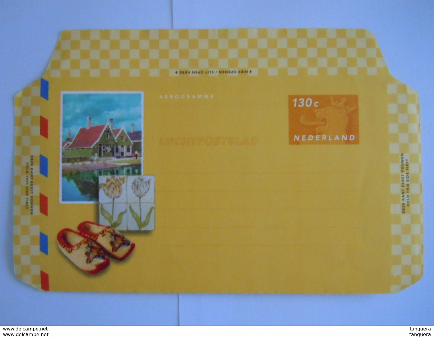 Nederland Pays-Bas Aerogramme Luchtpostblad Stationery Entier Postal 130c Tegels Klompen Sabots Moulin Mint - Postwaardestukken