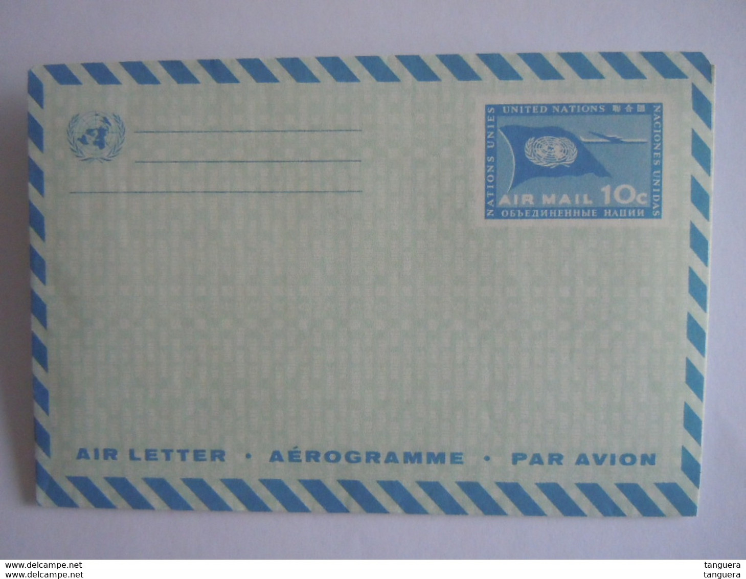 UN UNO United Nations New York Aerogramme Stationery Entier Postal Air Letter Flag 10c Mint - Luftpost
