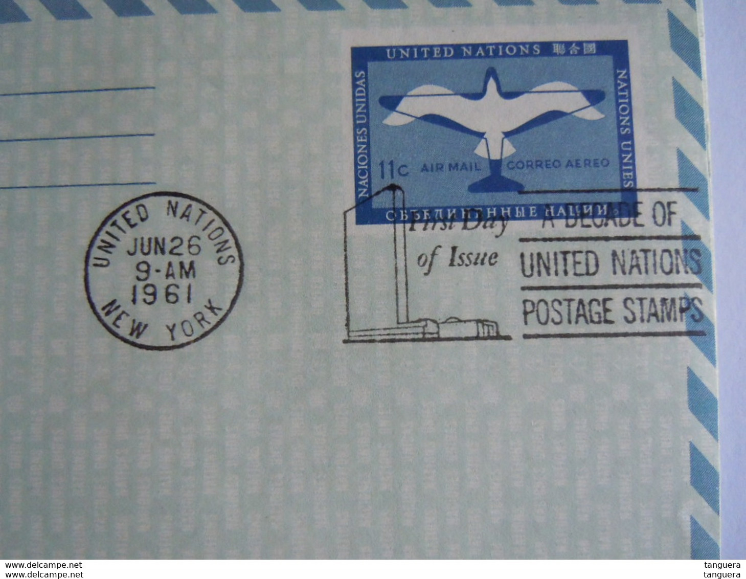 UN UNO United Nations New York Aerogramme Stationery Entier Postal Air Letter 1961 First Day Of Issue - Luftpost