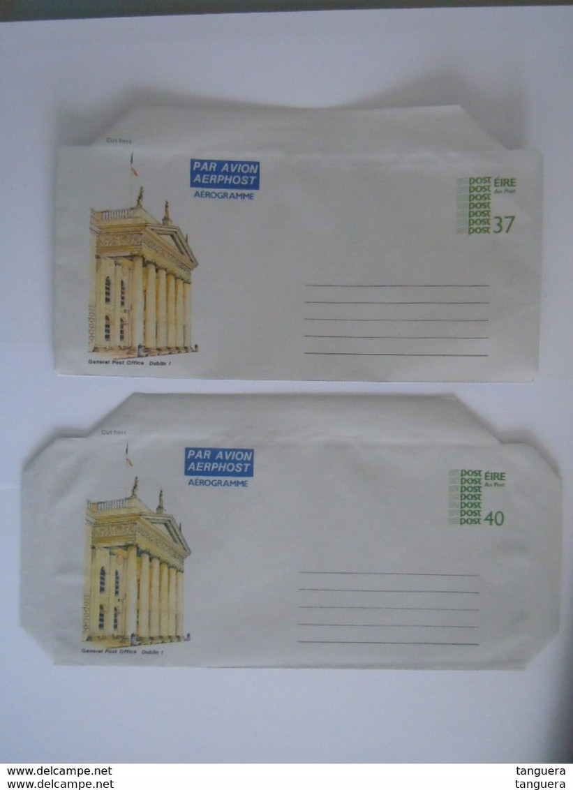Eire Ireland Entier Postal Air Letter Stationery 2 Aerogramme 37 + 40 General Post Office Mint - Postwaardestukken