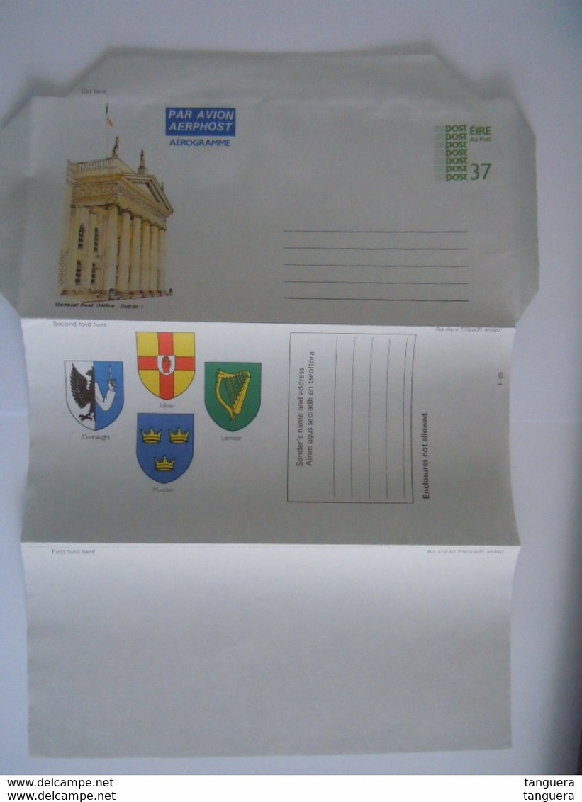 Eire Ireland Entier Postal Air Letter Stationery 2 Aerogramme 37 + 40 General Post Office Mint - Postwaardestukken