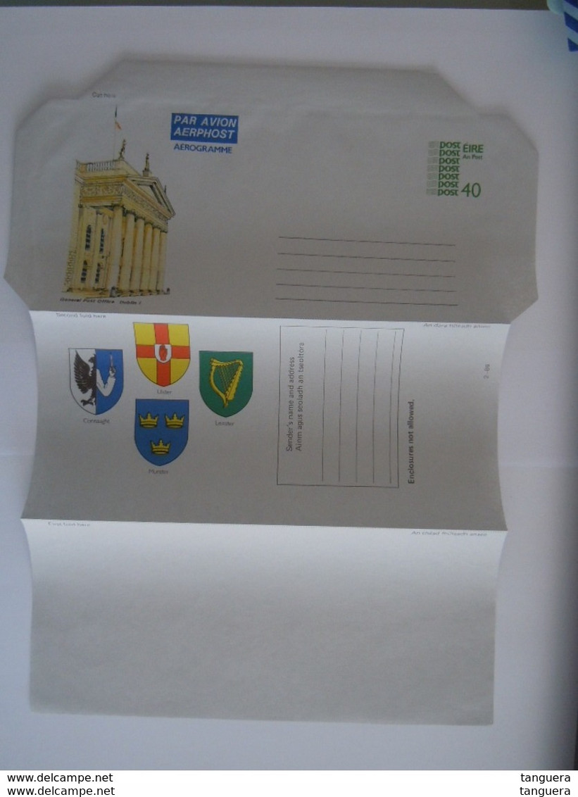 Eire Ireland Entier Postal Air Letter Stationery 2 Aerogramme 37 + 40 General Post Office Mint - Enteros Postales