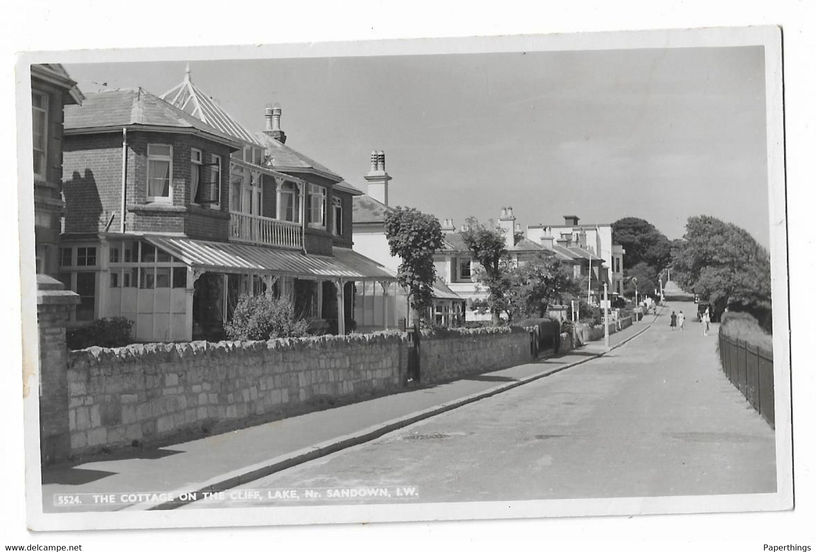 Real Photo Postcard, Isle Of Wight, Sandown, Lake, The Cottage On The Cliff, Road, Street, House. - Sandown