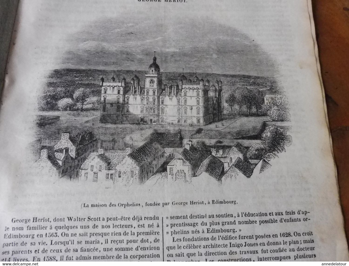 1839  La Maison Des Orphelins à Edimbourg ; En Normandie; Le Bernard- L'Hermite; Etc - 1800 - 1849