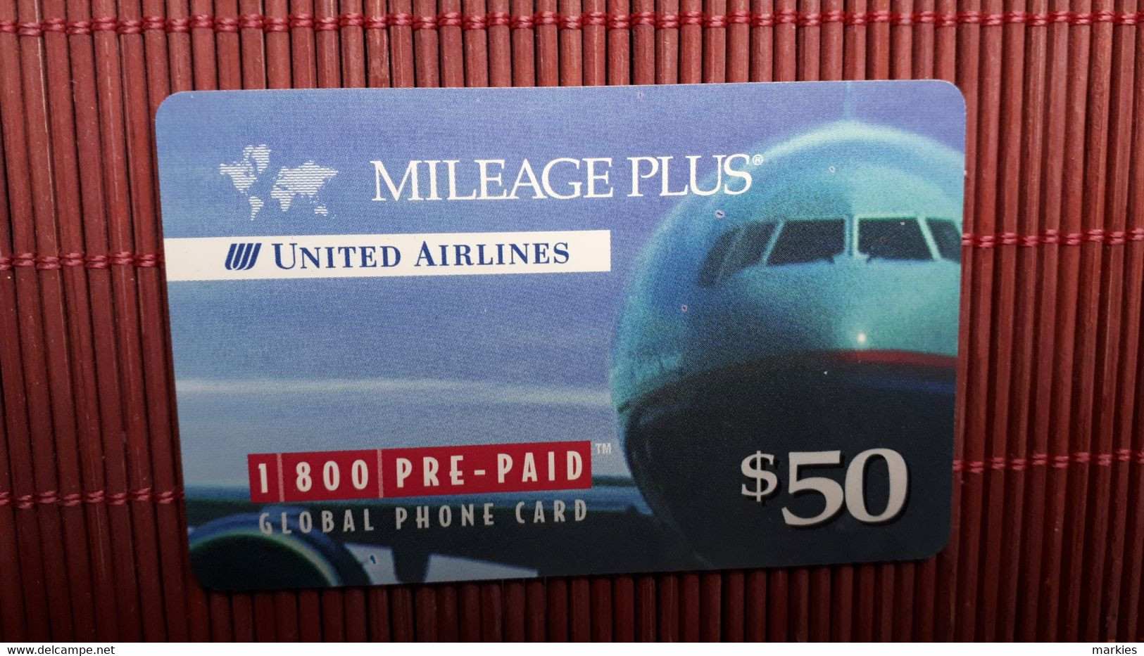 A & T Untied Airlines 50 $ Prepaidcard  Used 2 Scans Rare - AT&T