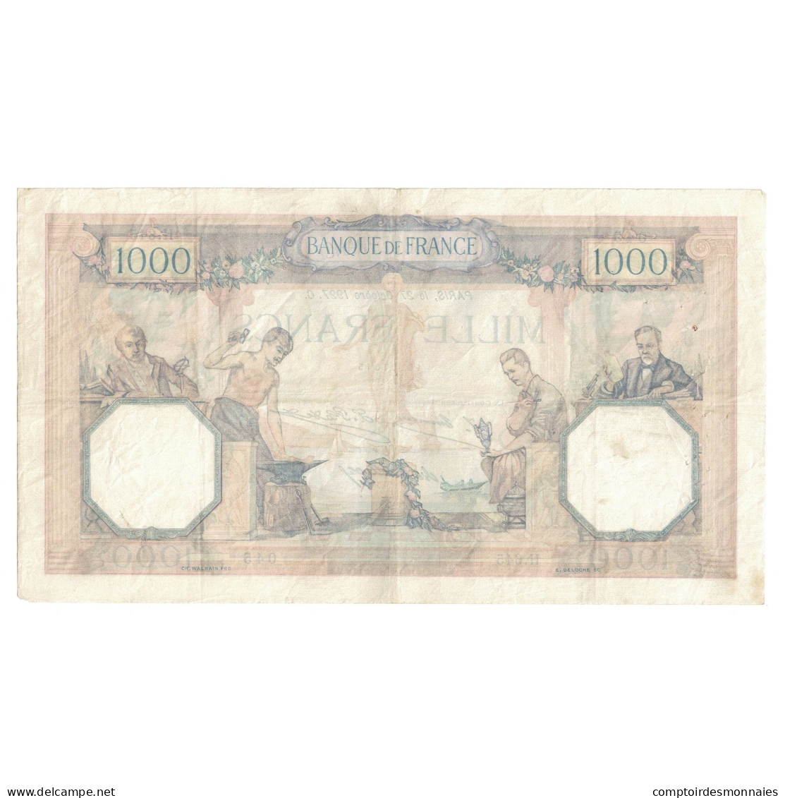 France, 1000 Francs, Bleu Et Rose, 1927, H.645, TB+, Fayette:37.1, KM:79a - 1 000 F 1889-1926 ''Bleu Et Rose''