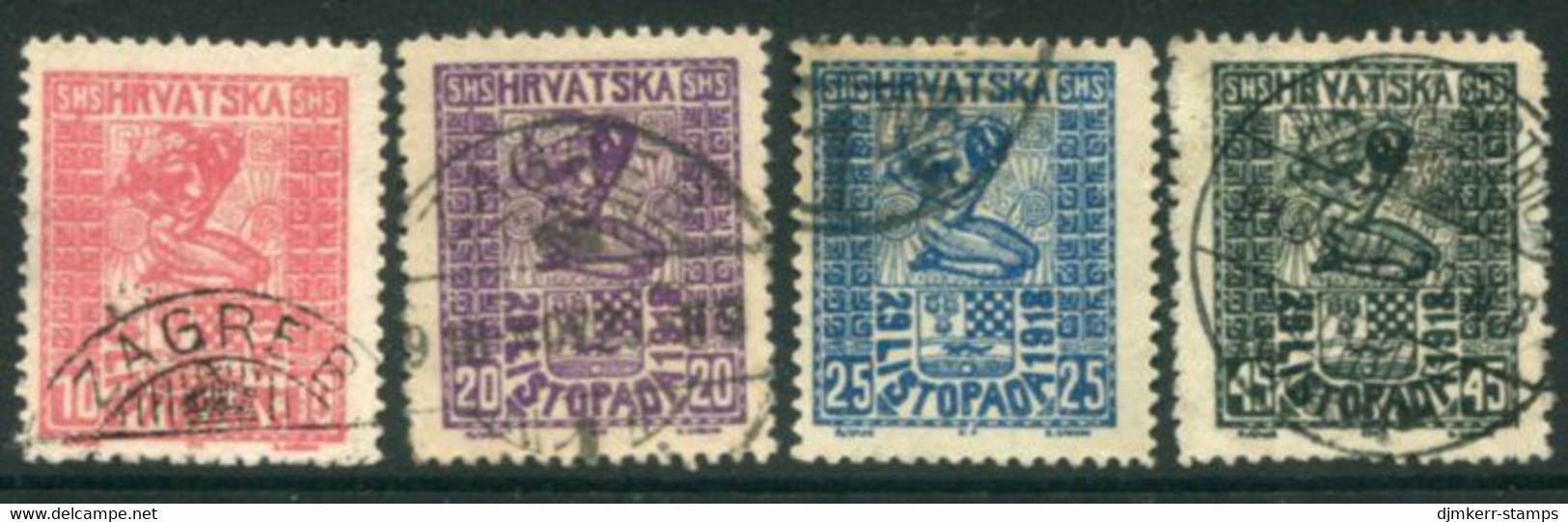 YUGOSLAVIA (SHS Croatiaia) 1918 Freedon Of Croatia Set Of 4 Used.  Michel 51-54 - Gebraucht