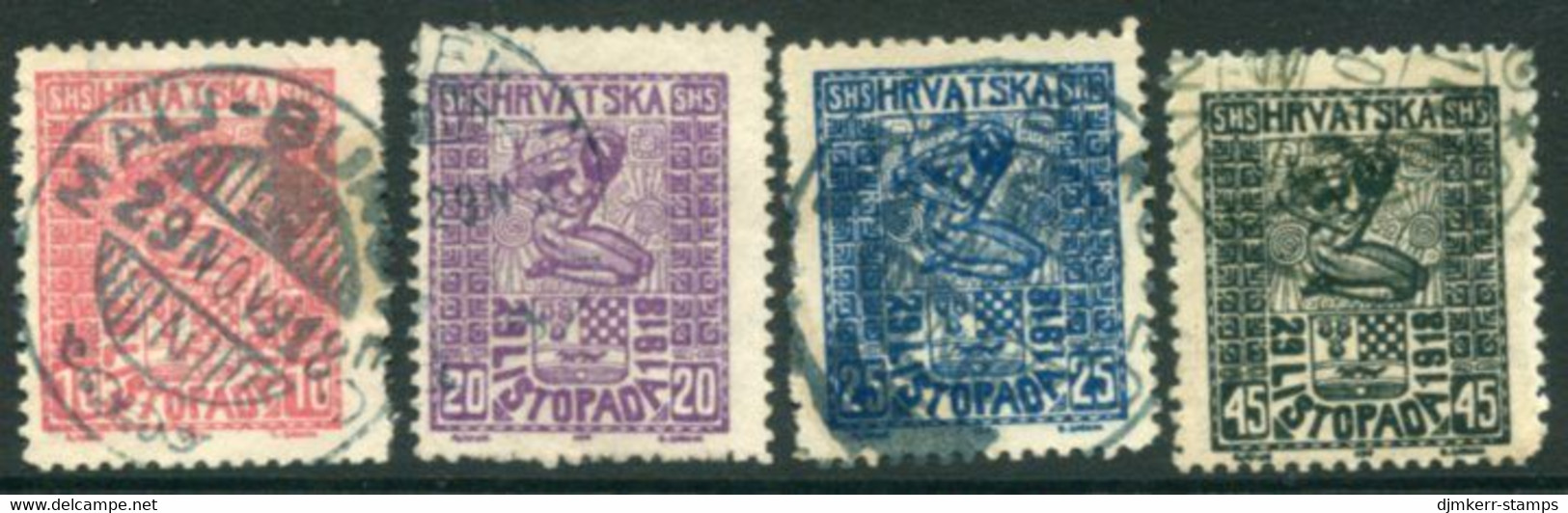 YUGOSLAVIA (SHS Croatiaia) 1918 Freedon Of Croatia Set Of 4 Used.  Michel 51-54 - Oblitérés