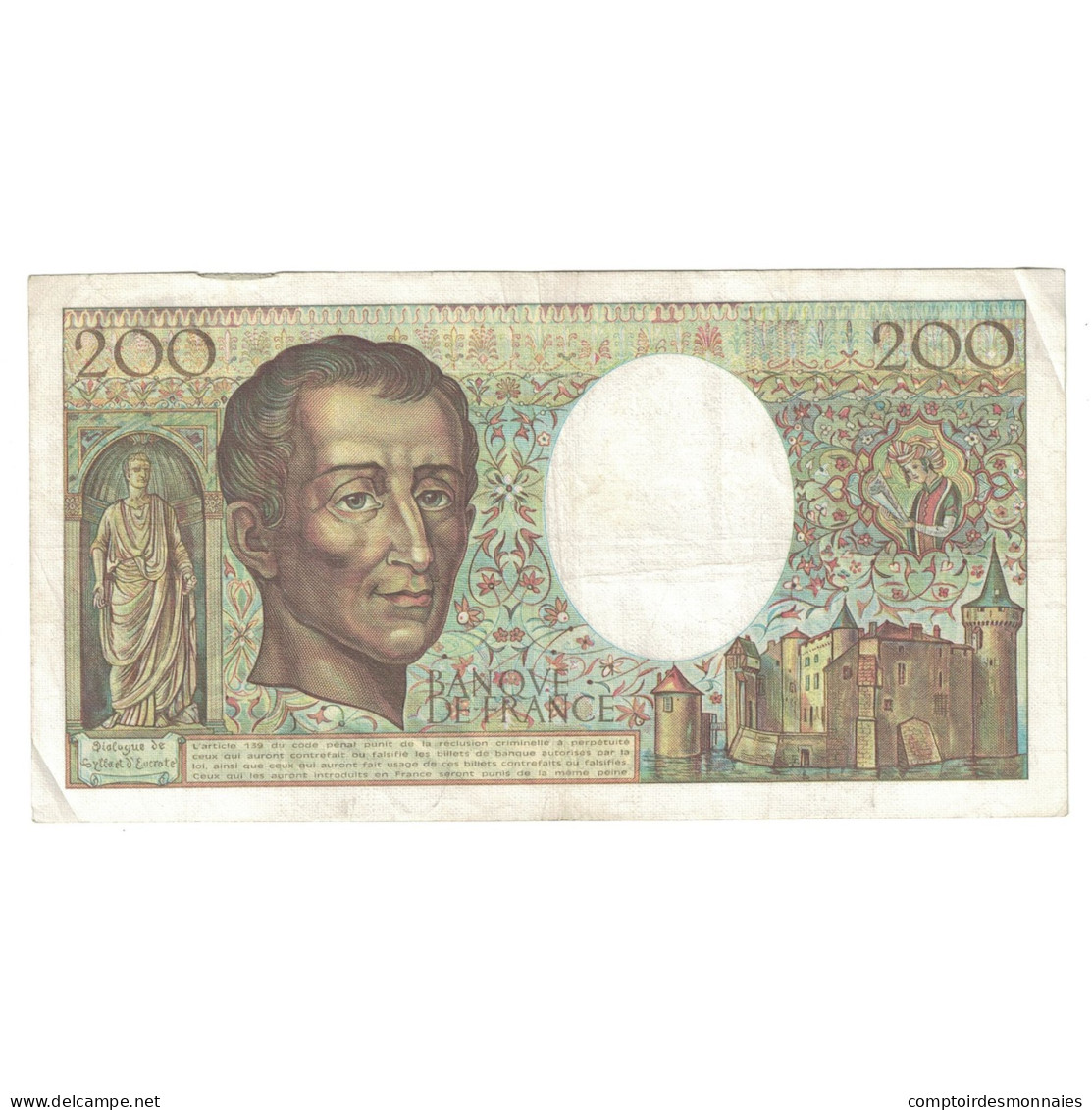 France, 200 Francs, Montesquieu, 1986, A.042, TB+, Fayette:70.6, KM:155a - 200 F 1981-1994 ''Montesquieu''