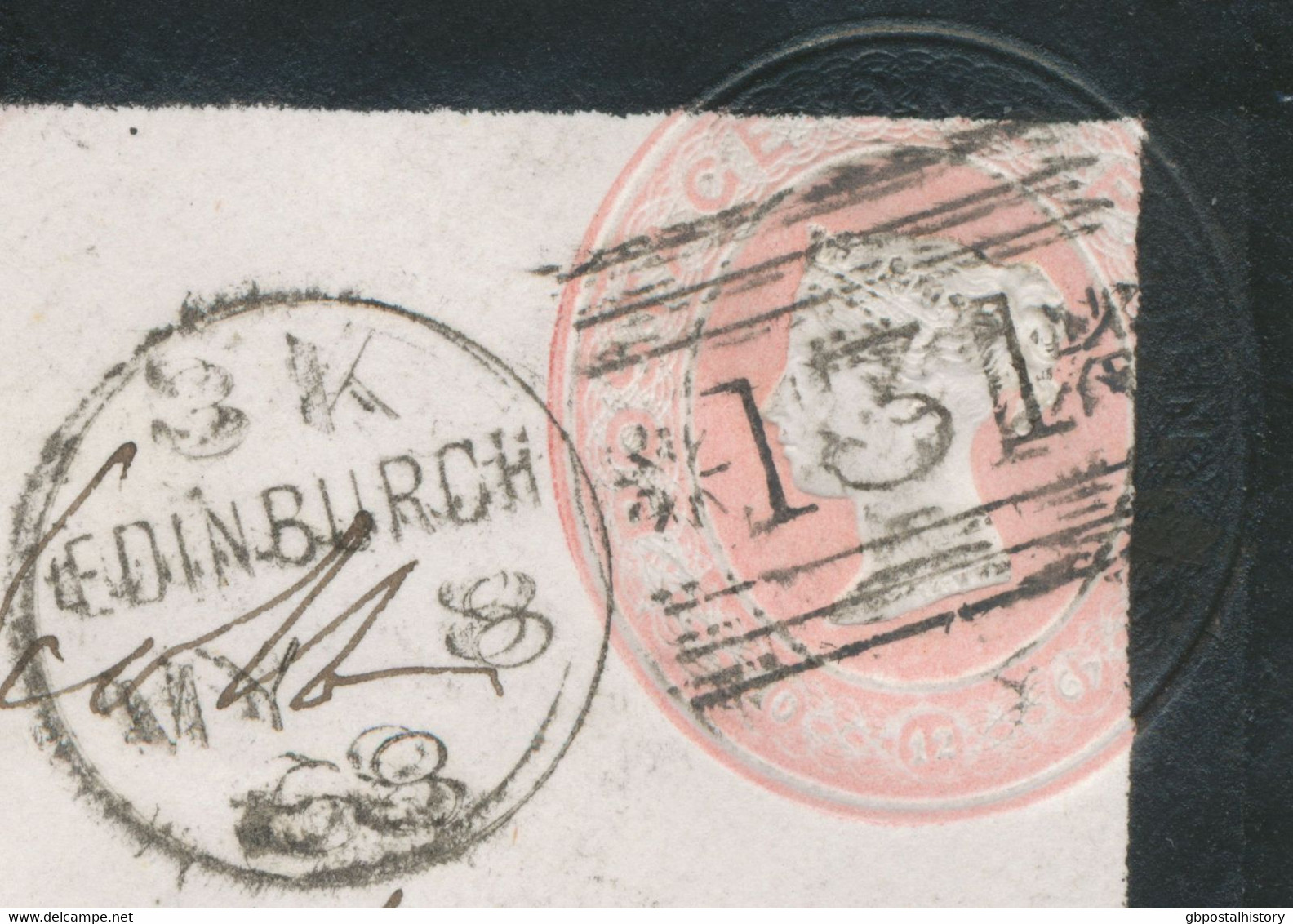 GB „131 / EDINBURGH“ Scottish Duplex Postmark (between 3 Thin Bars, Same Lenght, 131 Between Stars) On VF Rare STO PS - Brieven En Documenten