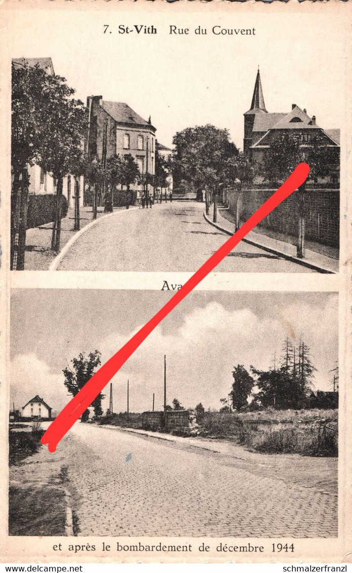 CPA AK St Saint Sankt Vith Rue Du Couvent Klosterstraße Avant Et Apres Bombardement 1944 Guerre Weltkrieg WW2 Zerstörung - Sankt Vith